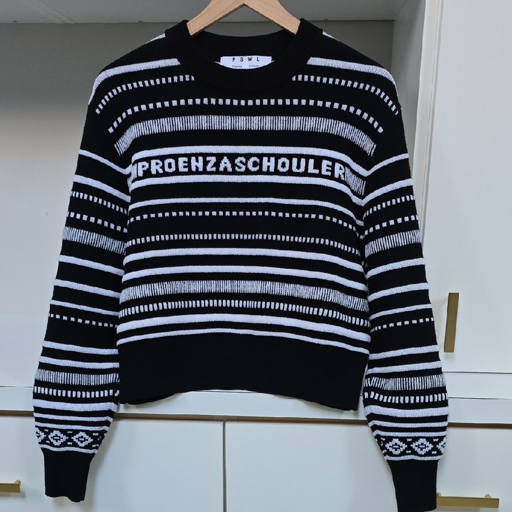 Proenza Schouler Womens Monochrome Patterned Crewneck Sweater Size L